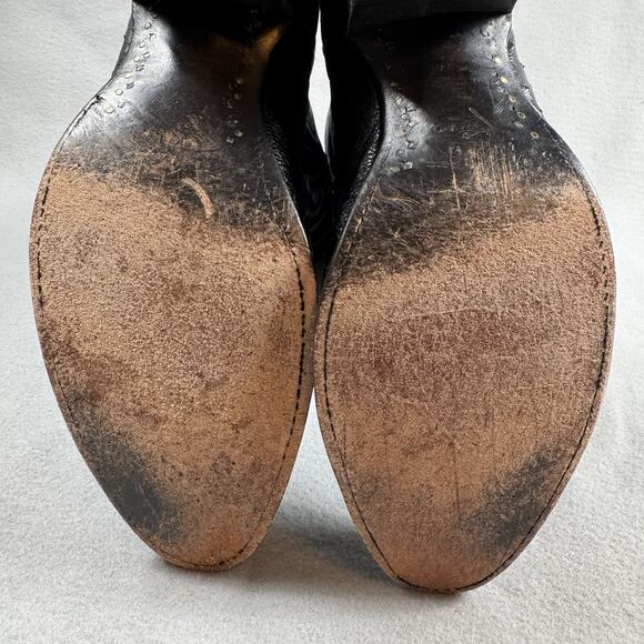 Tony Lama Ostrich Cowboy Boots Black Men’s 11 B Made in USA Western Leather - Picture 7 of 15